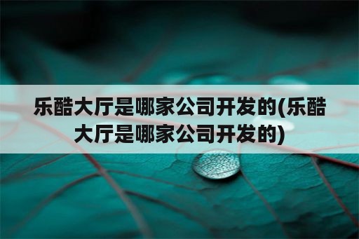 乐酷大厅是哪家公司开发的(乐酷大厅是哪家公司开发的)