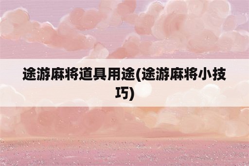 途游麻将道具用途(途游麻将小技巧)