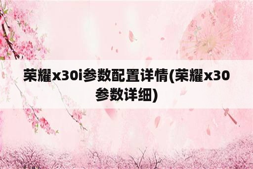 荣耀x30i参数配置详情(荣耀x30参数详细)