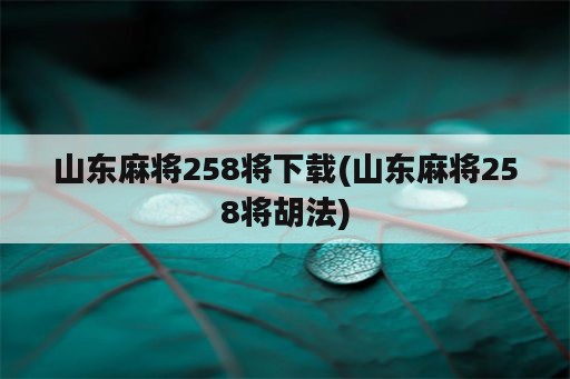 山东麻将258将下载(山东麻将258将胡法)