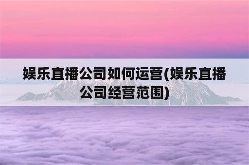 娱乐直播公司如何运营(娱乐直播公司经营范围)