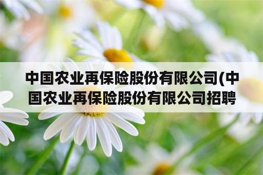 中国农业再保险股份有限公司(中国农业再保险股份有限公司招聘)