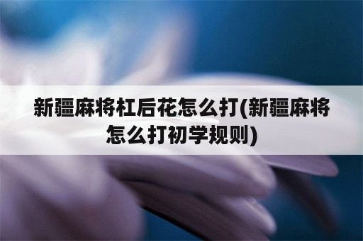 新疆麻将杠后花怎么打(新疆麻将怎么打初学规则)