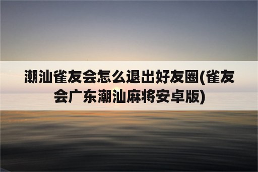 潮汕雀友会怎么退出好友圈(雀友会广东潮汕麻将安卓版)