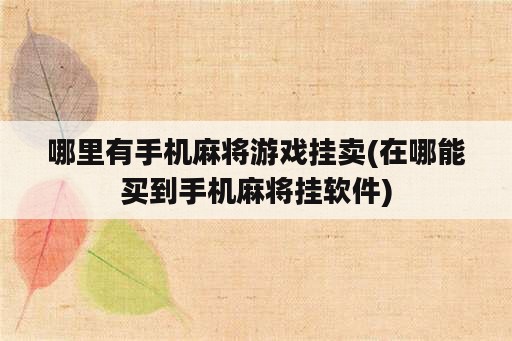 哪里有手机麻将游戏挂卖(在哪能买到手机麻将挂软件)