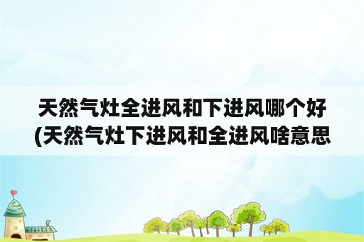 天然气灶全进风和下进风哪个好(天然气灶下进风和全进风啥意思)