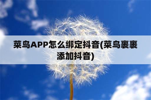 菜鸟APP怎么绑定抖音(菜鸟裹裹添加抖音)