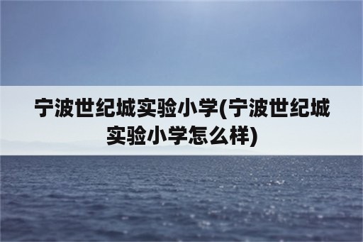 宁波世纪城实验小学(宁波世纪城实验小学怎么样)