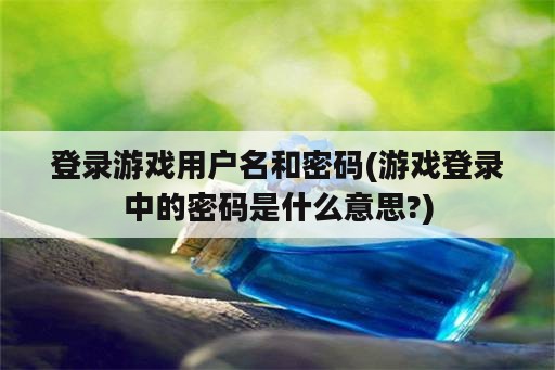 登录游戏用户名和密码(游戏登录中的密码是什么意思?)