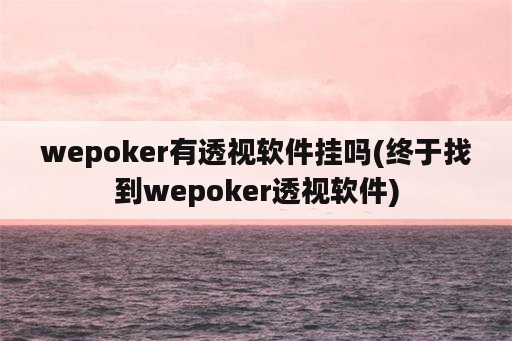 wepoker有透视软件挂吗(终于找到wepoker透视软件)