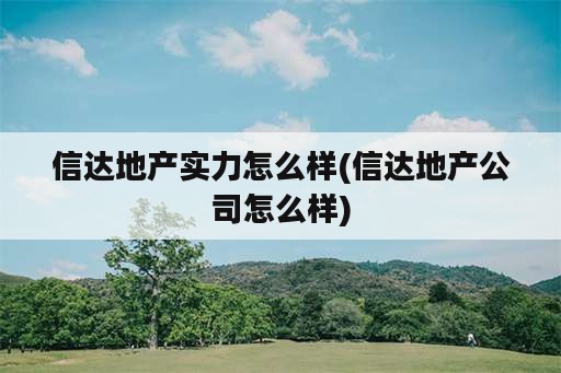 信达地产实力怎么样(信达地产公司怎么样)