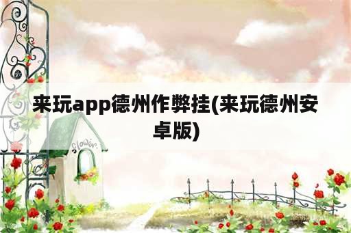 来玩app德州作弊挂(来玩德州安卓版)