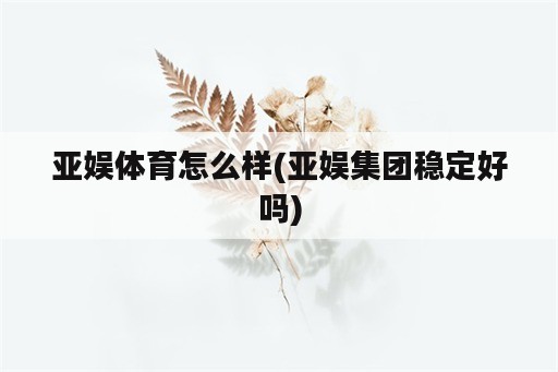 亚娱体育怎么样(亚娱集团稳定好吗)