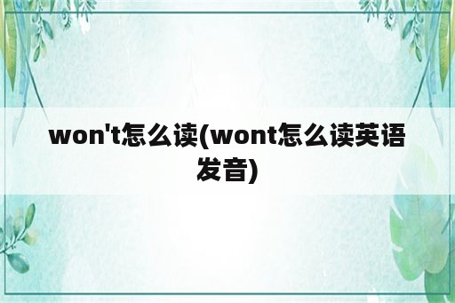 won't怎么读(wont怎么读英语发音)