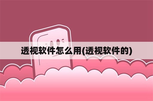 透视软件怎么用(透视软件的)