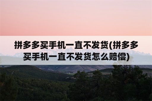 拼多多买手机一直不发货(拼多多买手机一直不发货怎么赔偿)