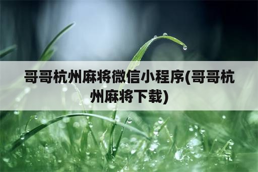 哥哥杭州麻将微信小程序(哥哥杭州麻将下载)