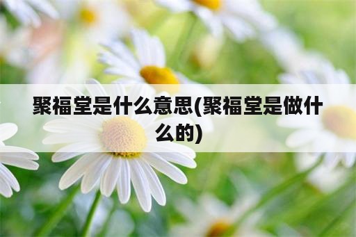 聚福堂是什么意思(聚福堂是做什么的)