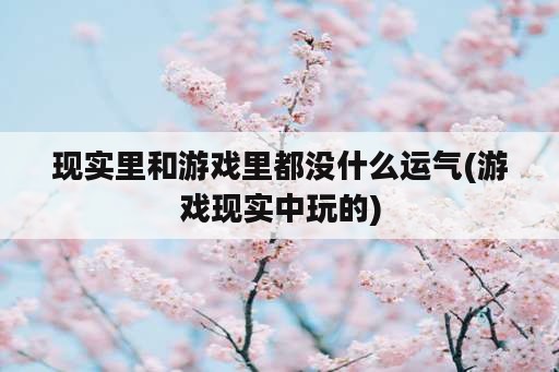 现实里和游戏里都没什么运气(游戏现实中玩的)