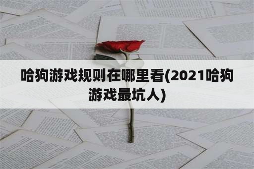 哈狗游戏规则在哪里看(2021哈狗游戏最坑人)