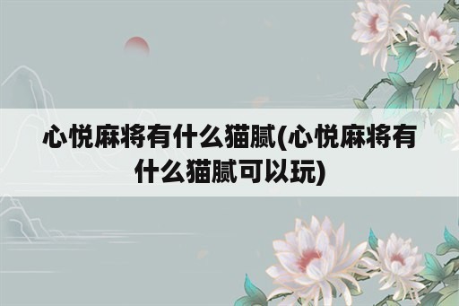 心悦麻将有什么猫腻(心悦麻将有什么猫腻可以玩)