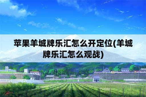 苹果羊城牌乐汇怎么开定位(羊城牌乐汇怎么观战)