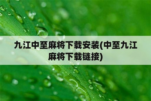 九江中至麻将下载安装(中至九江麻将下载链接)