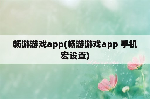 畅游游戏app(畅游游戏app 手机宏设置)