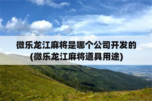 微乐龙江麻将是哪个公司开发的(微乐龙江麻将道具用途)