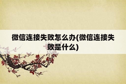 微信连接失败怎么办(微信连接失败是什么)