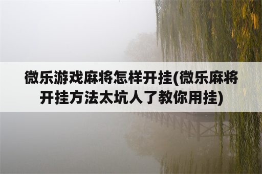 微乐游戏麻将怎样开挂(微乐麻将开挂方法太坑人了教你用挂)