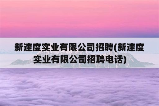 新速度实业有限公司招聘(新速度实业有限公司招聘电话)