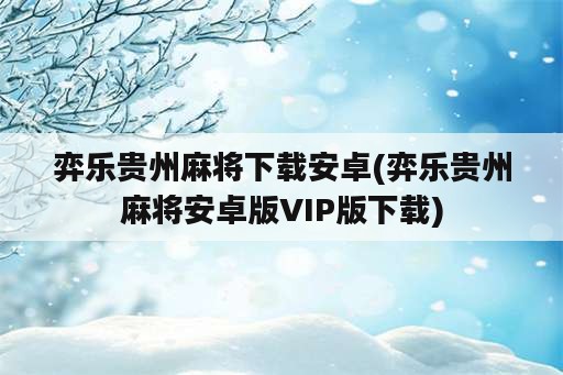 弈乐贵州麻将下载安卓(弈乐贵州麻将安卓版VIP版下载)