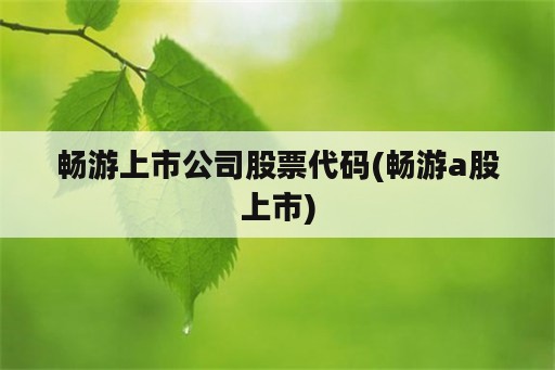 畅游上市公司股票代码(畅游a股上市)