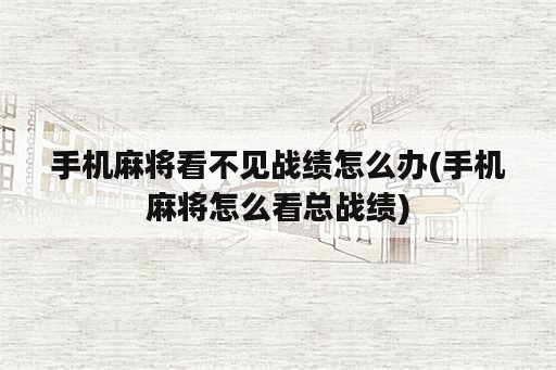 手机麻将看不见战绩怎么办(手机麻将怎么看总战绩)