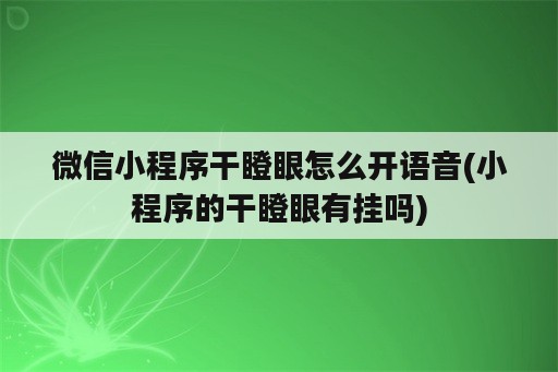 微信小程序干瞪眼怎么开语音(小程序的干瞪眼有挂吗)