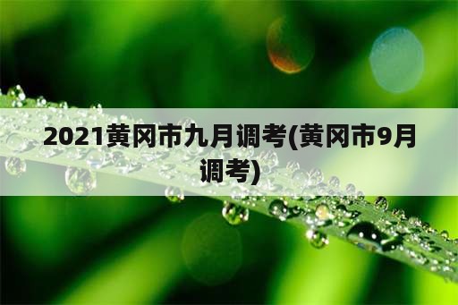 2021黄冈市九月调考(黄冈市9月调考)