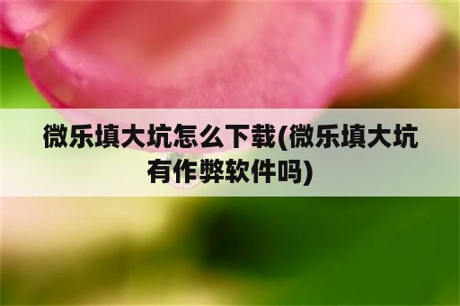 微乐填大坑怎么下载(微乐填大坑有作弊软件吗)