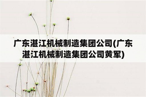 广东湛江机械制造集团公司(广东湛江机械制造集团公司黄军)