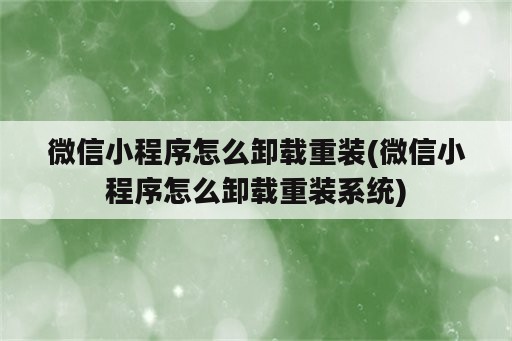 微信小程序怎么卸载重装(微信小程序怎么卸载重装系统)