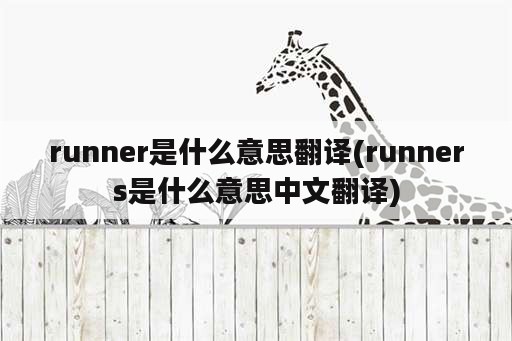 runner是什么意思翻译(runners是什么意思中文翻译)