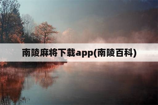 南陵麻将下载app(南陵百科)