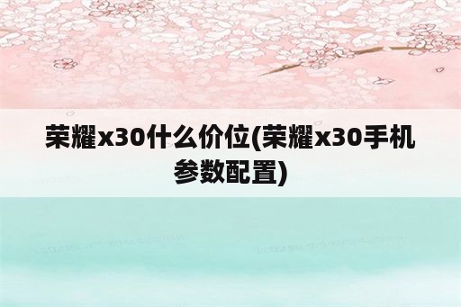 荣耀x30什么价位(荣耀x30手机参数配置)