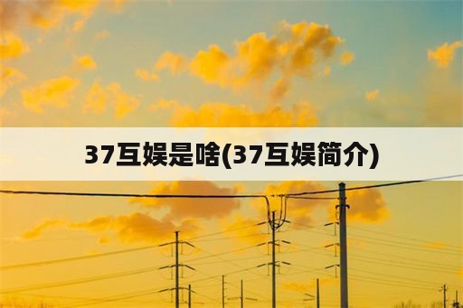 37互娱是啥(37互娱简介)