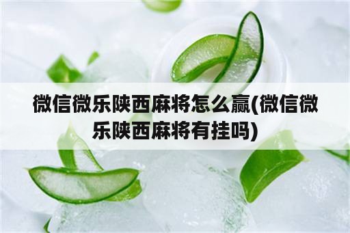 微信微乐陕西麻将怎么赢(微信微乐陕西麻将有挂吗)