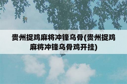 贵州捉鸡麻将冲锋乌骨(贵州捉鸡麻将冲锋乌骨鸡<strong>开挂</strong>)