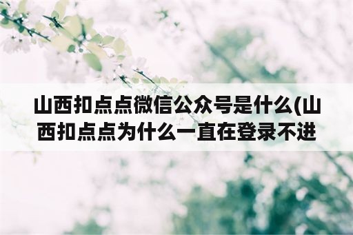 山西扣点点微信公众号是什么(山西扣点点为什么一直在登录不进去)