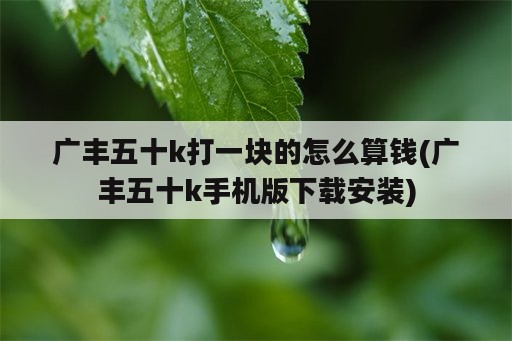 广丰五十k打一块的怎么算钱(广丰五十k手机版下载安装)