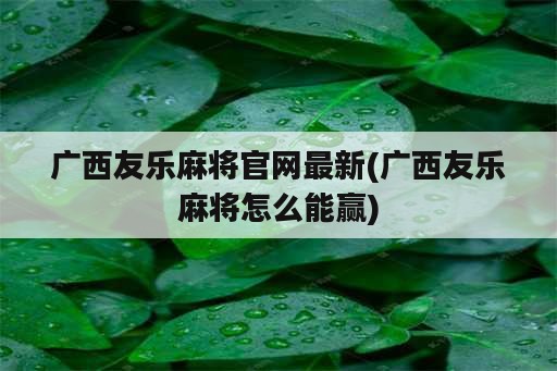 广西友乐麻将官网最新(广西友乐麻将怎么能赢)