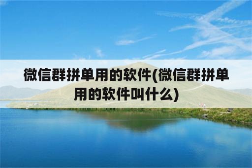 微信群拼单用的软件(微信群拼单用的软件叫什么)